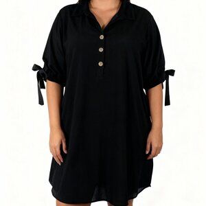 J. Gee Women's Black Chambray Half Sleeves 100% COTTON Dress Plus Size 3X